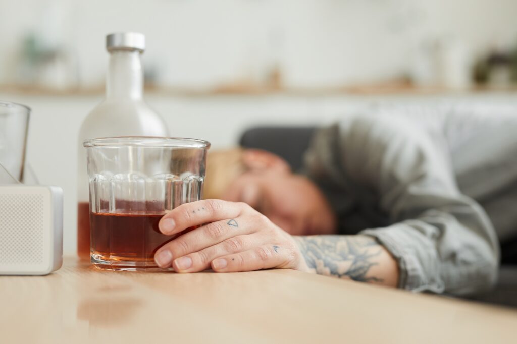 Woman has alcohol addiction